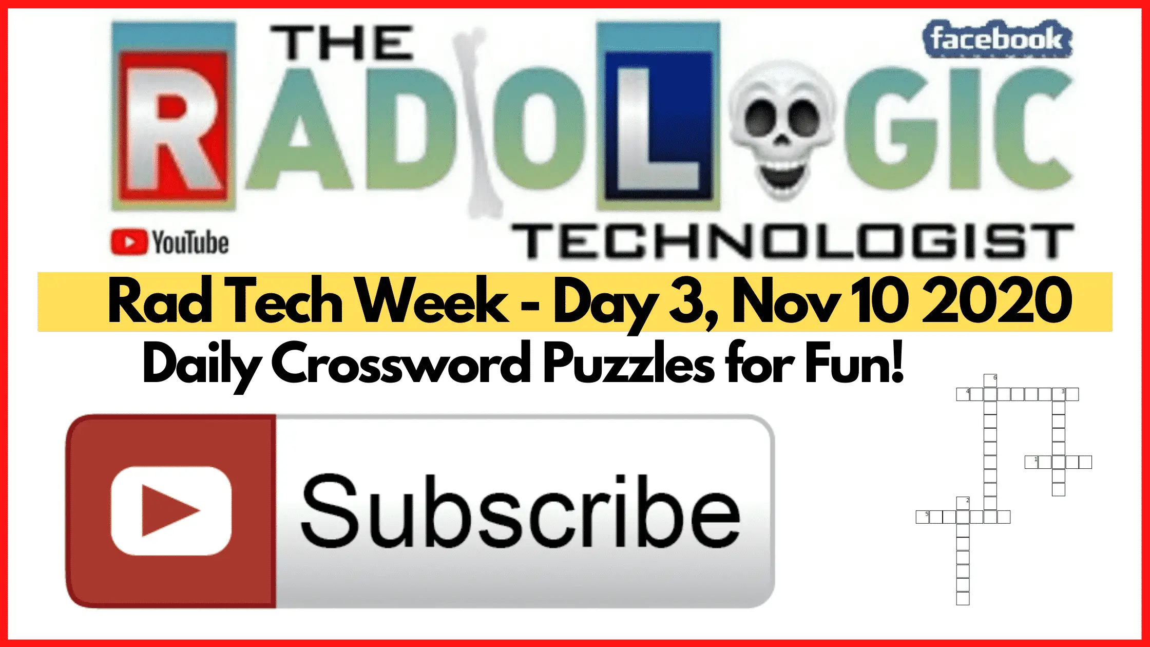 Rad Tech Week 2020 Crossword Puzzle - Day 3 of 7, Types of PPE